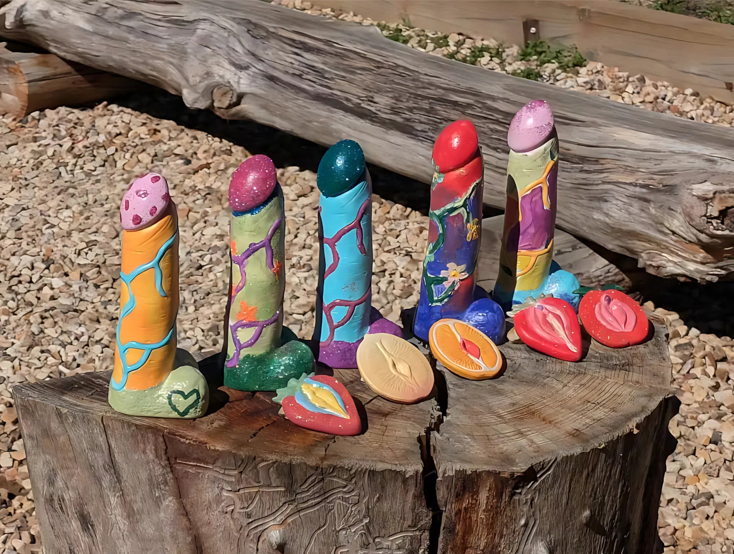 Colourful painted penis kit from the Phallus Picasso 